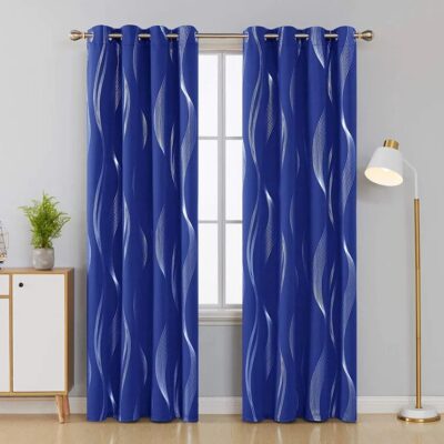 CURTAIN FOIL PRINTED WAVE 84" NAVY BLUE - Image 2