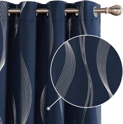 CURTAIN FOIL PRINTED WAVE 84" NAVY BLUE - Image 3