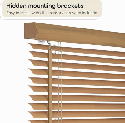 1" VINYL MINI BLIND 48X64 WOODTONE - Image 2