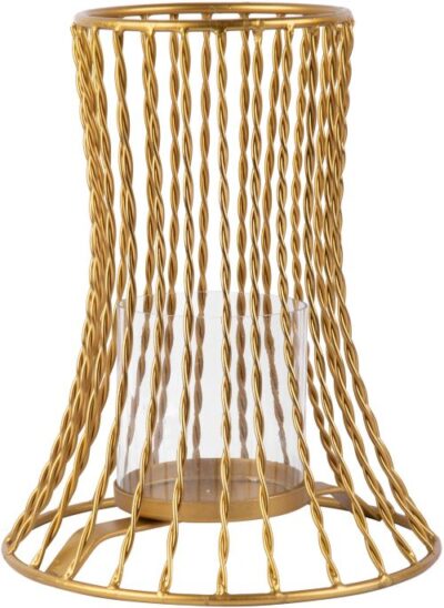 11" DECORATIVE WIRE GOLD LANTERN