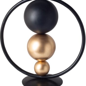 12.5"H BLACK AND GOLD METAL ORB OBJECT