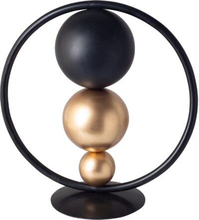 12.5"H BLACK AND GOLD METAL ORB OBJECT