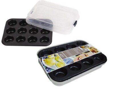 12 CUP MUFFIN PAN W/PLASTIC LID
