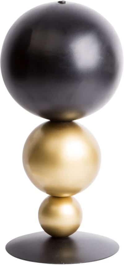 13"H BLACK AND GOLD METAL ORB