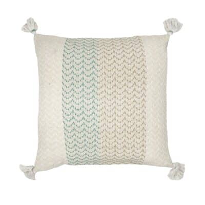 18X18 TONAL STRIPE CUSHION  W/TASSELS