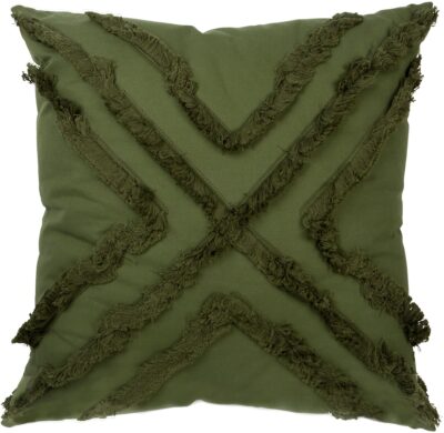 20"L FRINGE TRIM PILLOW - GREEN