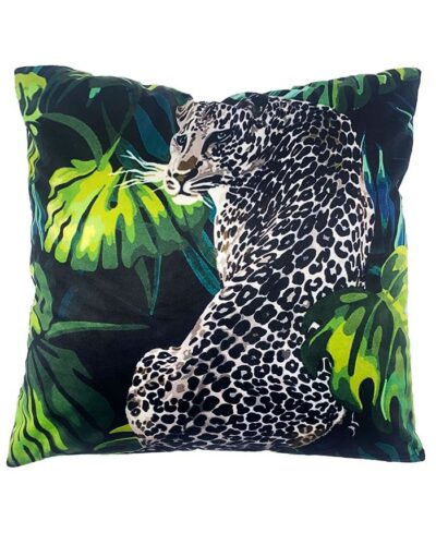 20X20 TROPICAL JUNGLE JAGUAR CUSHION