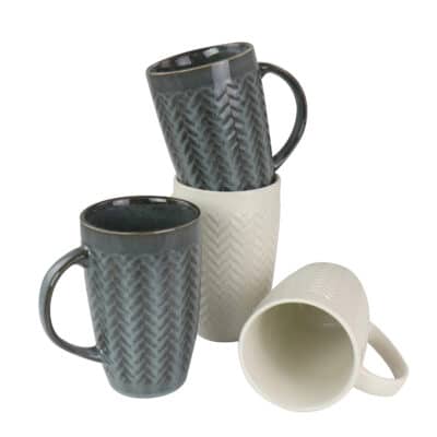 22OZ CUP GREY/WHITE STONEWARE