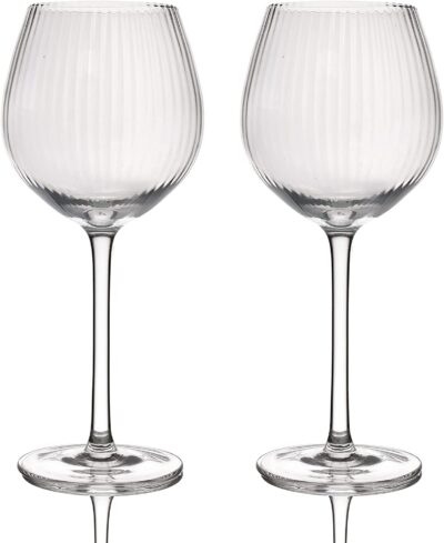 2PC BALLOON GLASS SET RIDGED BARCRAFT