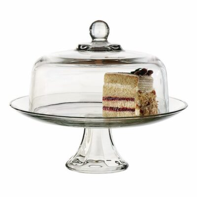 2PC PRESENCE FOOTED CAKE STAND WITH DOME