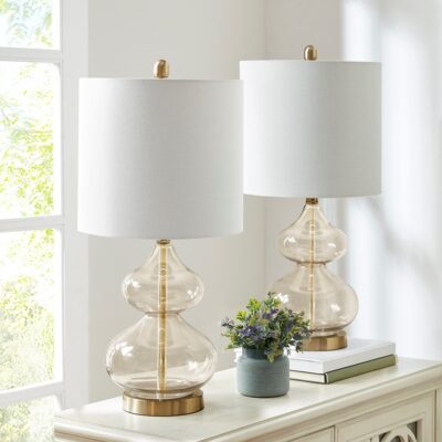 2PC CURVED GLASS TABLE LAMP ELLIPSE LIGHT