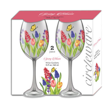 2PC WINE GOBLET SPRING BLOOM 15.75OZ