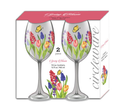 2PC WINE GOBLET SPRING BLOOM 15.75OZ