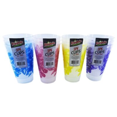 3PC 22OZ PLASTIC CUPS