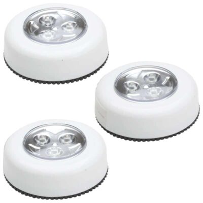 3PC ADHESIVE LED PUSH LIGHT