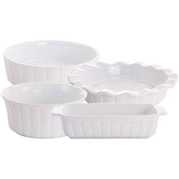 4PC BAKEWARE SET WHITE STONEWARE