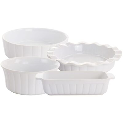 4PC BAKEWARE SET WHITE STONEWARE