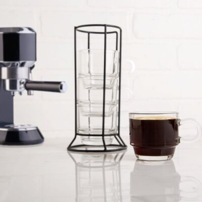 4PC BARISTA 4.7OZ  ESPRESSO MUG WITH WIRE RACK - Image 2