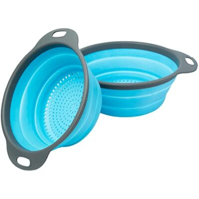 6.5" FOLDING COLANDER BLUE/GREY