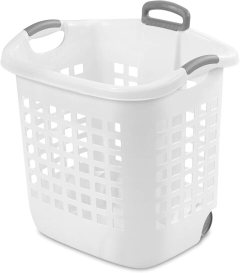 62L ULTRA WHEELED LAUNDRY BASKET WHITE STERILITE