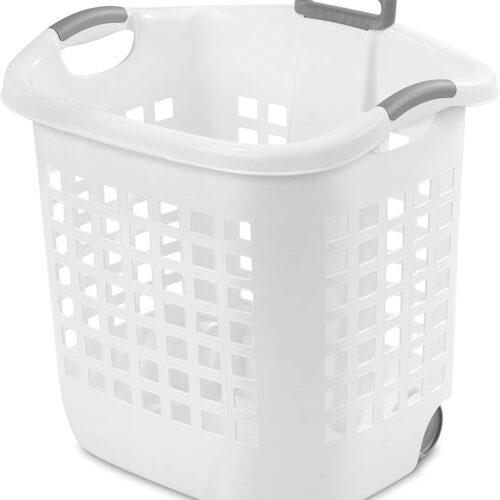 62L ULTRA WHEELED LAUNDRY BASKET WHITE STERILITE