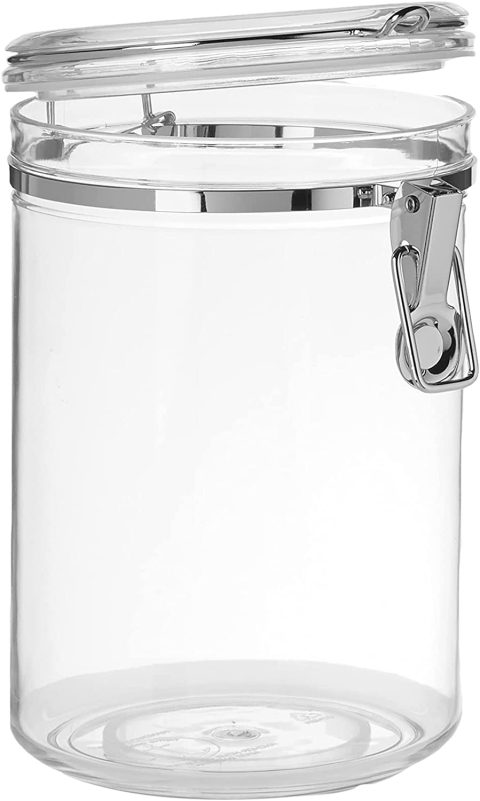 64OZ ACRYLIC CANISTER W/CLAMP LID