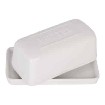 7"L WHITE EMBOSSED BUTTER DISH