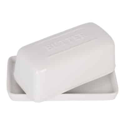 7"L WHITE EMBOSSED BUTTER DISH