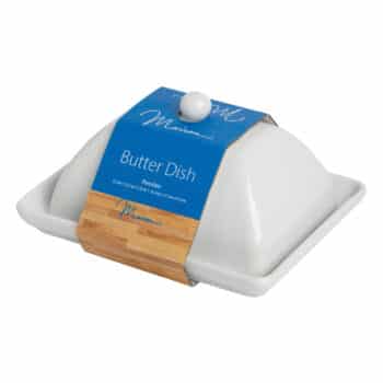 7"L WHITE TAPERED COVERED BUTTER DISH