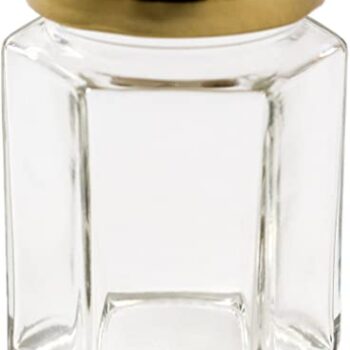 8OZ HEXAGONAL PRESERVE JAR GOLD LID TALA