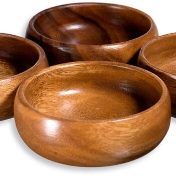 ACAICA WOOD SET OF 4 4" CALABABASH BOWLS SET
