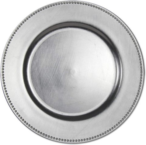 CHARGER PLATE BEADED SILVER