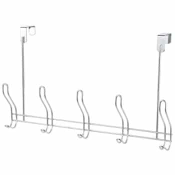 CHROME OVER DOOR 5 DOUBLE HOOK RACK
