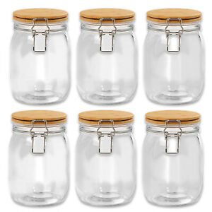 CLIP TOP JAR 980ML W/ BAMBOO LID TALA