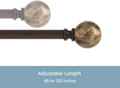 CURTIAN ROD 66-120" MARBLE BALL BROWN - Image 2