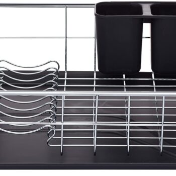 DISH DRAINER CHROME RACK/BLACK TRAY