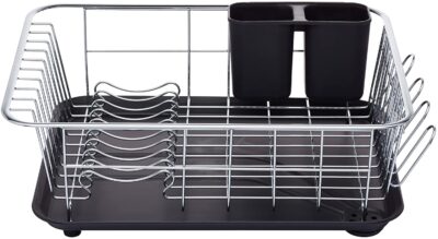 DISH DRAINER CHROME RACK/BLACK TRAY