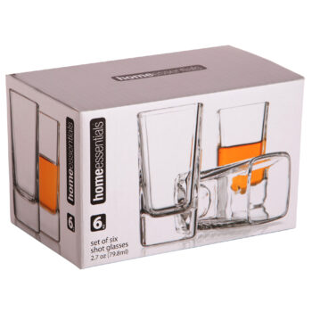 ESSENTIALS SET OF 6 SQUARE SHOT GLASS 2.7 OZ