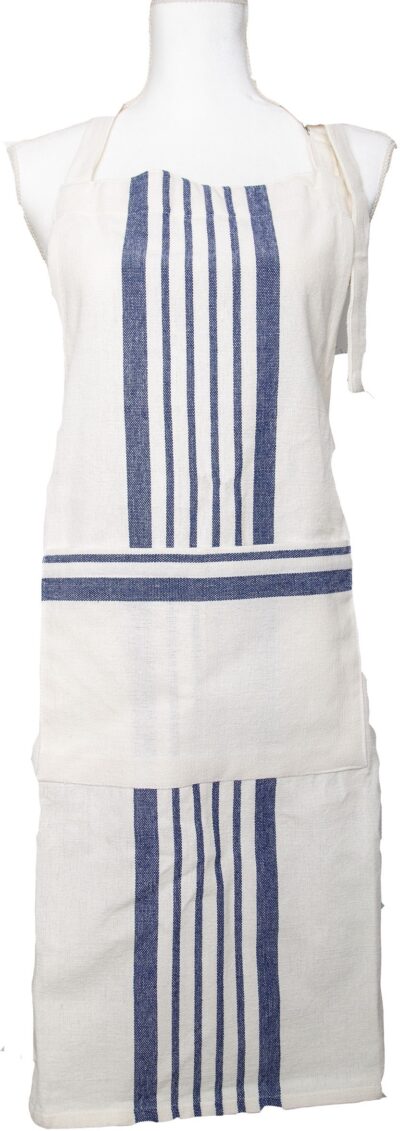 EVERY DAY GRAINSACK STRIPE APRON BLUE AND WHITE