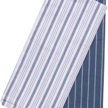 EVERYDAY KITCHEN TOWEL 2 PACK STRIPE MIX REAL TEAL