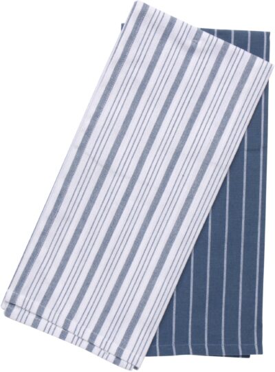 EVERYDAY KITCHEN TOWEL 2 PACK STRIPE MIX REAL TEAL
