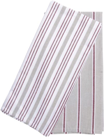 EVERYDAY KITCHEN TOWEL 2 PACK STRIPE - RACING RED