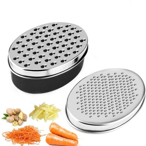 FLAT GRATER W/ CONTAINER & LID BLUE/GREY
