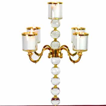 GLASS CANDLEHOLDER W/GOLD ACCENT