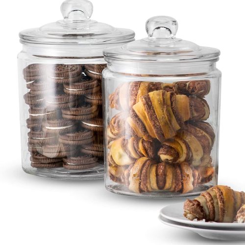 GLASS COOKIE JAR ASST COLOUR LID 3L