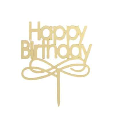 HAPPY BIRTHDAY CAKE TOPPER GOLD