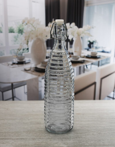 HERMETIC GLASS BOTTLE 34OZ SPIRAL EMBOSSED