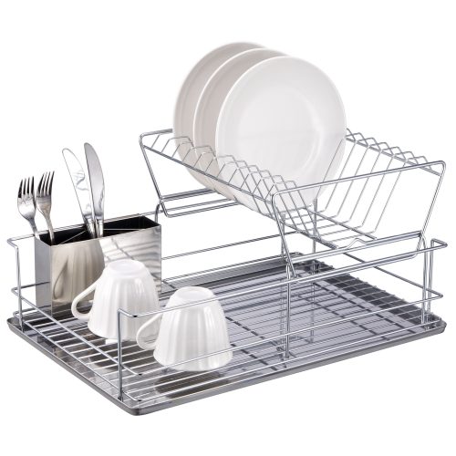 HOME BASICS 2 TIER STAINLESS STEEL DISH RACK