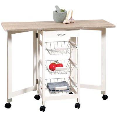 KESPER KITCHEN TROLLEY WITH FOLDABLE WORKTOPS