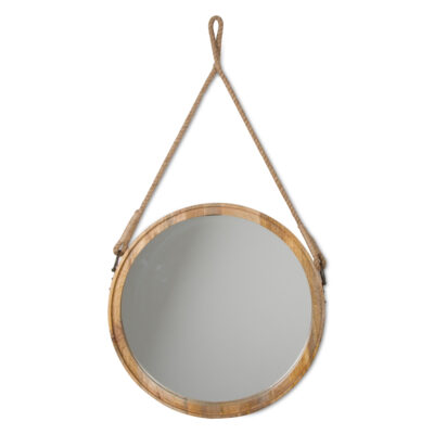 MANGO WOOD HANGING MIRROR 18"